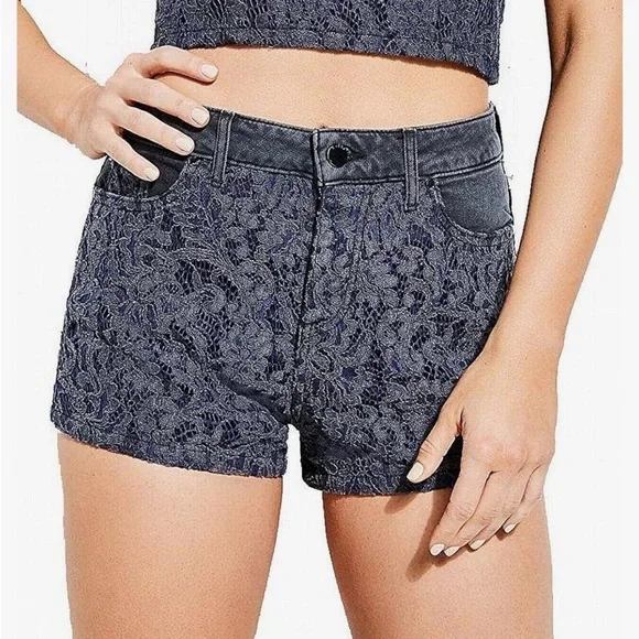 GUESS Dark Blue and Black Lace set bustier and short - Picture 5 of 16